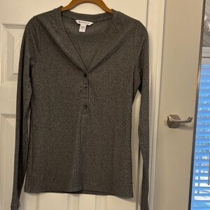 Athleta Dark Gray Long Sleeve Top with Button Detail